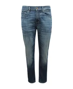 Узкие прямые брюки светло-голубого цвета 7 For All Mankind, синий