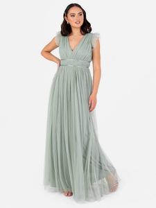 Атласное платье макси из тюля с деталями Anaya With Love, цвет Emerald Green