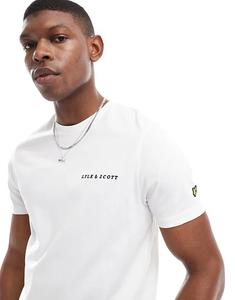 Футболка с вышивкой Lyle & Scott белого/угольно-черного цвета