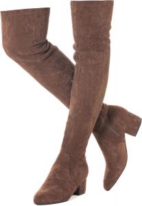 Женские ботфорты N.N.G выше колена, низкий каблук, зимние, замшевые, бедро высокие, массивные, длинные, удобные, Coffee 2 In