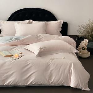 LUOLAI HOME Комплект постельного белья, 4 предмета, 200 см, розовато-серый