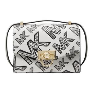 MICHAEL KORS Кожаная сумка через плечо миниатюрная женская черно-белая