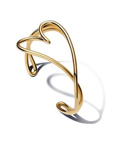 Браслет-манжета в форме сердца с золотым покрытием Pandora, 14k Gold Plated
