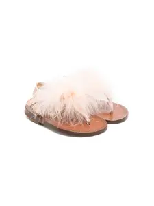 Сандалии с помпонами и Т-образным ремешком Pèpè, розовый