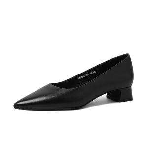 Женские туфли на высоком каблуке CAMEIDO, Black Chunky Heel 3Cm