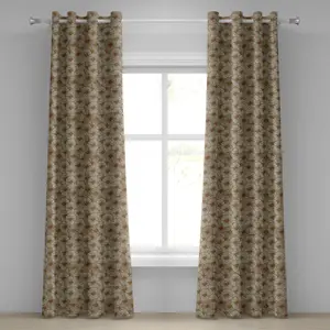 Винтажная штора на люверсах ABAKUHAUS, эскиз, герберы, абстрактные цветы, осенний садовый декор, двухпанельные декоративные шторы, 280 см x 225 см, бежево-оранжевые бархатцы