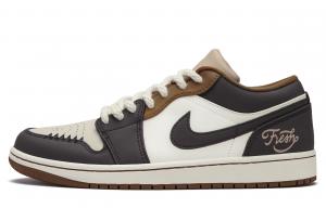 Jordan Баскетбольные кроссовки Air 1 Charcoal Mocha Low-Top Vintage, мужские, светло-желтые