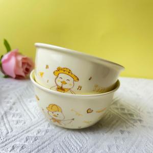 Ceramics Набор миски и тарелки с милым утенком, творческая керамическая посуда для дома, включает миски, тарелки и палочки, обеденная миска 12 см с двумя ручками