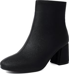 Стильные женские ботильоны с квадратным носком, широкой посадкой и блоковым каблуком Renessmi, Black 3
