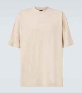 Футболка из хлопкового джерси с логотипом Balenciaga, бежевый