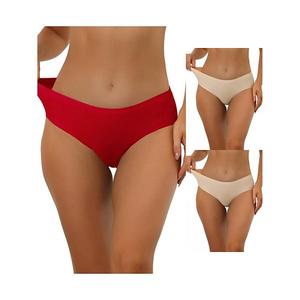 3 пачки трусиков для женщин без подкладки, удобное белье без видимых швов, эластичный пояс Allegra K, Beige Red