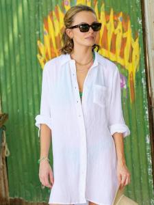 Шафрановый сырный хлопковый пляжный топ Aspiga, White