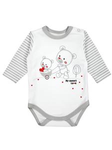 TupTam Детский комплект одежды: боди с длинными рукавами, штанишки, шапочка, 3 предмета, серо-бежевый