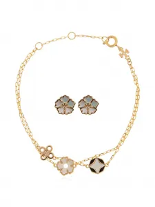 Комплект из серег и браслета "Не забудь меня" Tory Burch, золотой