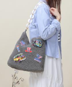 Сумка-корзинка с цепочкой из разноцветных нашивок United Base, цвет Gray