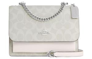 Кожаная цепочка с клатчем из парусины, мини-сумка через плечо, кросс-боди для женщин COACH