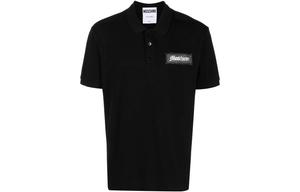 Поло с коротким рукавом из хлопка с логотипом MOSCHINO, черный