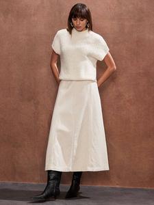 Юбка-трапеция деним для миниатюрных Ro&Zo, Natural