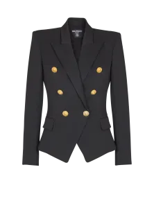 Приталенный жакет из ткани “Grain de poudre” с шестью пуговицами Balmain, черный