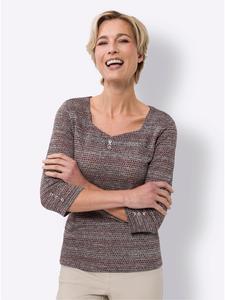 Рубашка с рукавами 3/4 в бордово-бежевом узоре Sieh an!