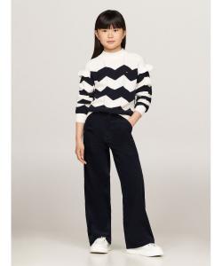 Свитер в полоску с волнами для девочек