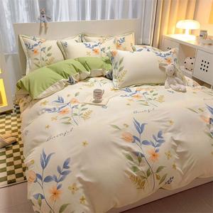 LUOLAI HOME Комплект постельного белья 3 предмета, простыня 120 см, пододеяльник 150×200 см, 100% хлопок, цвет Nuanju, версия AB