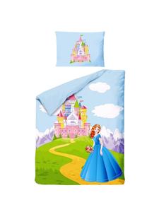 Комплект постельного белья из перкаля, 2 предмета, 100x135 см, дизайн Принцесса, синий цвет JACK, 100x135 см