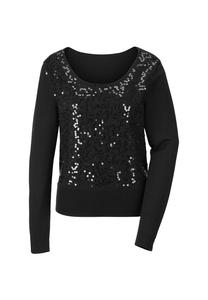 Свитер с круглым вырезом и пайетками Madeleine, черный