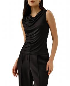 Женская шелковая трикотажная блузка без рукавов с воротником-хомутом LILYSILK, Black