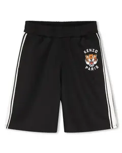 Детские шорты бермуды с контрастными полосками Kenzo Kids, черный