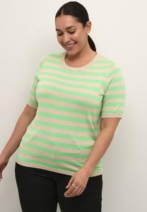 Футболка Kaffe Curve STRIPED, Feather Gray Mel Green/Green
