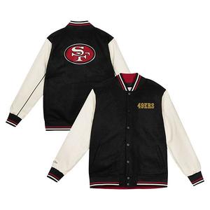 Черно-кремовая молодежная бейсбольная куртка San Francisco 49ers Mitchell & Ness