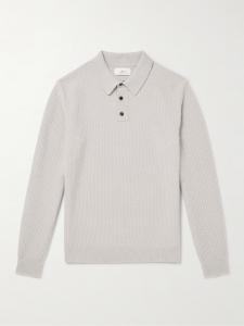 Рубашка-поло из шерсти с сотовым узором MR P., серый