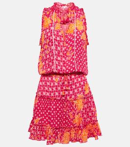 Мини-платье с цветочным принтом Клары Poupette St Barth, Fuschia Edelweiss