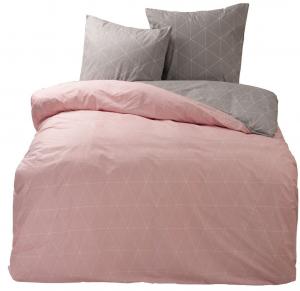 Постельное белье ромбовидный геометрический розовый серый современное двустороннее постельное белье хлопок Renforce, размер: 2 шт. 155x200 см - комфортный размер One-Home