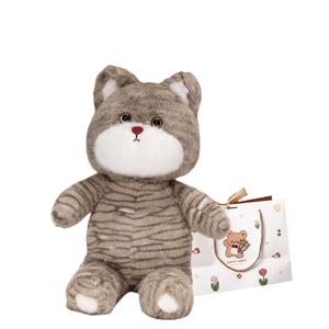 Мягкая игрушка бегущий кот с нагрудником плюшевая кукла высота 50см OU DI PIG, Coffee Gradient Nude Style+Bear Shopping Bag