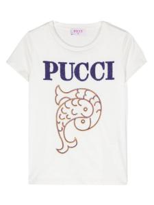 PUCCI Junior футболка с махровым логотипом, белый