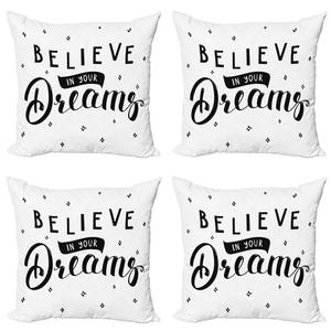 Набор чехлов для подушек ABAKUHAUS Proverb (4 предмета), фраза уверенности, современная двусторонняя цифровая печать, 45 см x 45 см, черный и белый