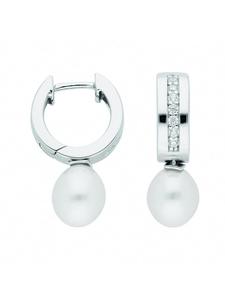 Adeliás Женские серьги-кольца из серебра 925 пробы с цирконием, диаметр 13,8 мм