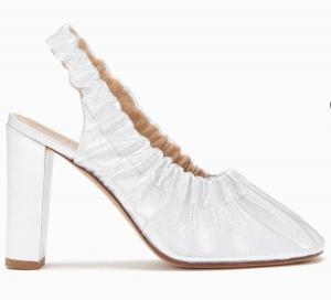 Женские туфли Lucia на высоком каблуке с кожаными рюшами в серебристом цвете Ulla Johnson