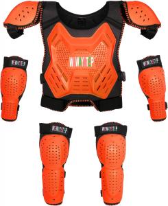 Детская экипировка для мотокросса - защитная экипировка для мотоциклистов, защита груди, молодежная экипировка для мотокросса, бронежилет, наколенники и налокотники, костюм для полной защиты тела WEWAYSTEP, Orange