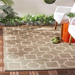 Ковер SAFAVIEH, 244 x 336 см, Courtyard Collection Brown/Bone CY6925 для дома и улицы, водонепроницаемый, легко чистится, для патио, заднего двора, прихожей