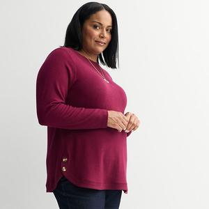 Топ с боковой пуговицей Plus size Croft & Barrow, Red Silk