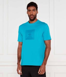 Футболка с логотипом в рубчик Regular fit Boss Green, бирюзовый