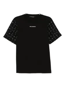 Футболка из букле с вышитым логотипом Karl Lagerfeld, черный