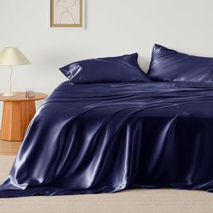 BVH Cotton Co. Комплект постельного белья Ultimate Comfort Grand Softness из шелка тутового дерева 30 Momme Navy Blue