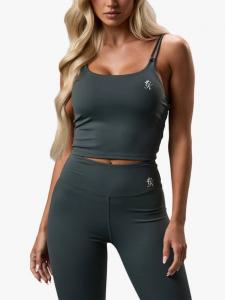 Лонглайн спортивный топ-бра Gym King, Green Smoke