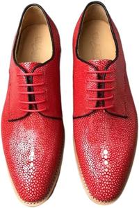 Мужские туфли из натуральной кожи ската, красного и синего цвета, модные, вечерние, из экзотической высококачественной кожи, шнуровка, премиум Oxford Generic