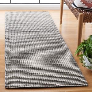 Ковер SAFAVIEH, 69 x 183 см, Natura Collection Runner, Ivory & Black, ручной работы из шерсти, идеален для помещений с высокой проходимостью в гостиной, спальне (NAT801E)