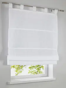 Римская штора с петлями Metis 100% лен белый Ширина 80 * Высота 140 см Kutti